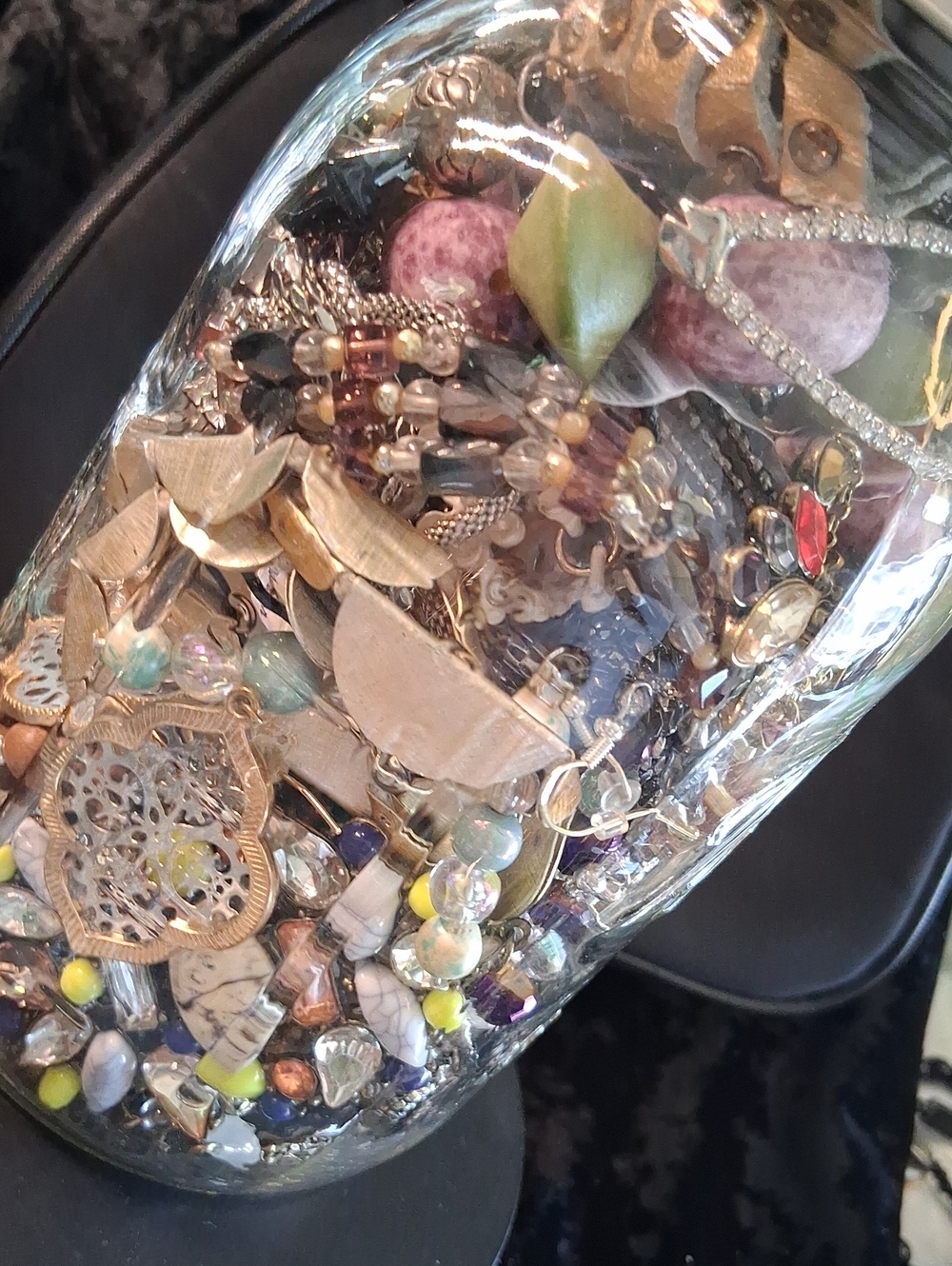 Women's Multi-Color Beaded Necklace - Mixed Gemstone Pendant